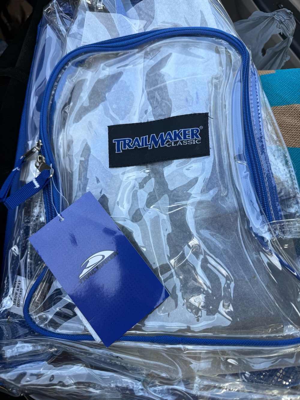 Clear Backpack in Blue Trim
